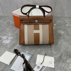 「#4614」Hermes Mini Patchwork Silver Buckle Hermes Herbag 25cm