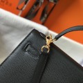 「#4009」 Hermes Black gold buckle Kelly 25cm