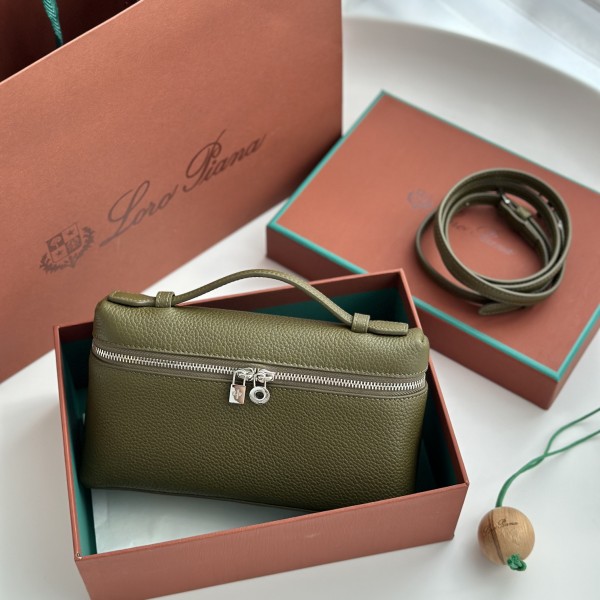 「#7023」Loro pian - L19 - 19x6.5x11cm - olive green