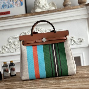 「#4630」Hermes Mini Patchwork Silver Buckle Hermes Herbag 30cm