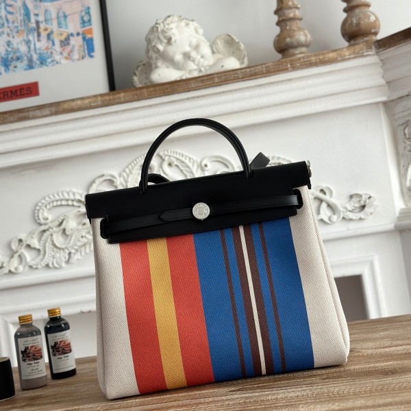 「#4632」Hermes Mini Patchwork Silver Buckle Hermes Herbag 30cm