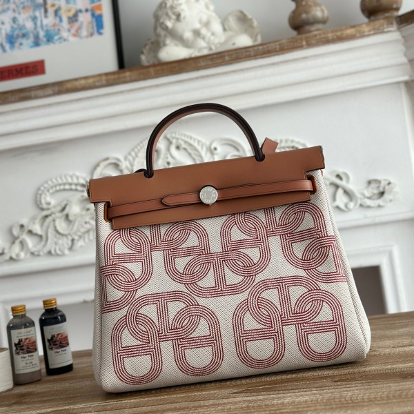 「#4635」Hermes Mini Patchwork Silver Buckle Hermes Herbag 30cm