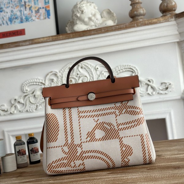 「#4638」Hermes Mini Patchwork Silver Buckle Hermes Herbag 30cm