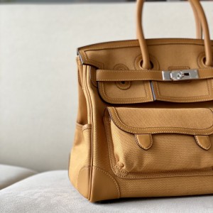 「#4641」 Hermes Cargo canvas and leather Swift bag Hermes Herbag 35cm