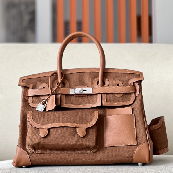 「#4643」 Hermes Cargo canvas and leather Swift bag Hermes Herbag 35cm