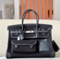 「#4645」 Hermes Cargo canvas and leather Swift bag Hermes Herbag 35cm