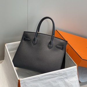 「#4077」Hermès Black Birkin Bag 30cm