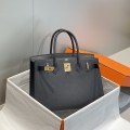 「#4077」Hermès Black Birkin Bag 30cm