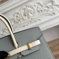 「#4653」Hermes Birkin Glacier Blue/Milkshake White Epsom Leather, Gold Buckle Hand-sewn Wax Thread 25cm