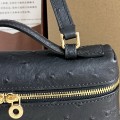 「#7033」Loro pian L19 gold buckle- FAN1034 - 19x6.5x11cm - black ostrich leather 「#7033」Loro pian L19 gold buckle- FAN1034 - 19x6.5x11cm - black ostrich leather