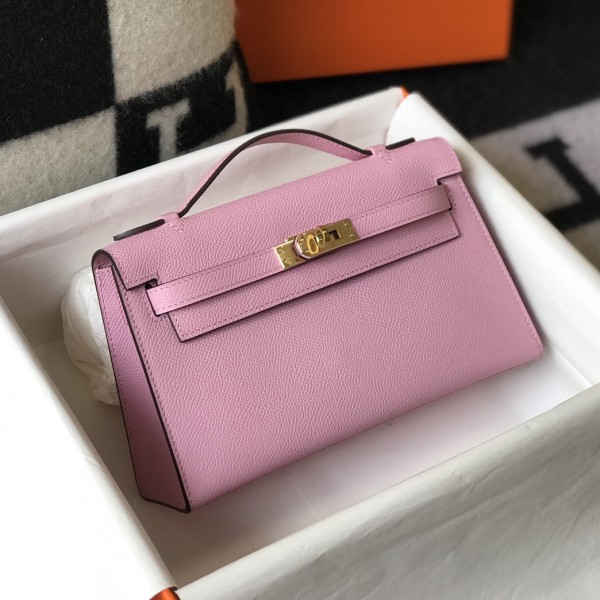 「#4079」Hermès Pink Mini Kelly 1, Gold Buckle 22*14*7cm 「#4079」Hermès Pink Mini Kelly 1, Gold Buckle 22*14*7cm