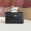 「#7035」Loro pian L19 silver buckle - FAN1034 - 19x6.5x11cm - black ostrich leather 「#7035」Loro pian L19 silver buckle - FAN1034 - 19x6.5x11cm - black ostrich leather