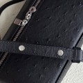 「#7035」Loro pian L19 silver buckle - FAN1034 - 19x6.5x11cm - black ostrich leather 「#7035」Loro pian L19 silver buckle - FAN1034 - 19x6.5x11cm - black ostrich leather