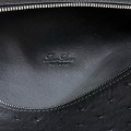 「#7035」Loro pian L19 silver buckle - FAN1034 - 19x6.5x11cm - black ostrich leather 「#7035」Loro pian L19 silver buckle - FAN1034 - 19x6.5x11cm - black ostrich leather