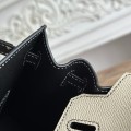 「#4657」Hermes Birkin Milkshake White/Black Epsom Leather, Silver Buckle Hand-sewn Wax Thread 25cm