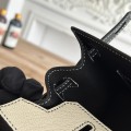 「#4658」Hermes Birkin Milkshake White/Black Epsom Leather, Gold Buckle Hand-sewn Wax Thread 25cm