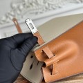 「#4659」Hermes Birkin Milkshake White/Golden Brown Epsom Leather, Silver Buckle Hand-sewn Wax Thread 25cm