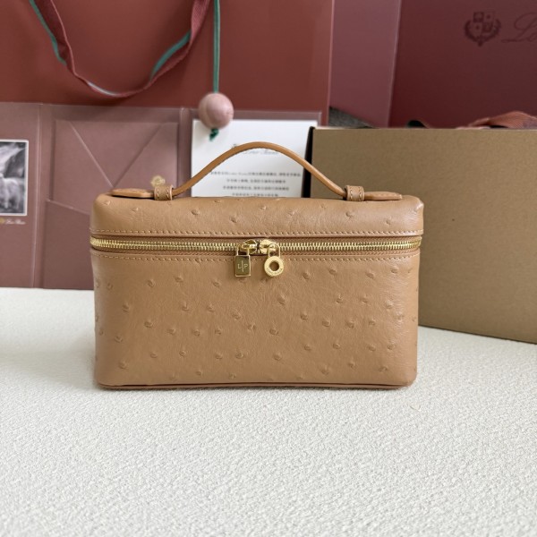 「#7038」Loro pian L19 gold buckle - FAN1034 - 19x6.5x11cm -golden brown,Ostrich skin 「#7038」Loro pian L19 gold buckle - FAN1034 - 19x6.5x11cm -golden brown,Ostrich skin