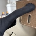 「#4661」Hermes Birkin Elephant Grey/Milkshake White Epsom Leather, Silver Buckle Hand-sewn Wax Thread 25cm