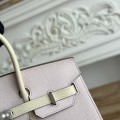「#4663」Hermes Birkin Dreamy Pink/Milkshake White Epsom Leather, Silver Buckle Hand-sewn Wax Thread 25cm
