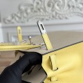 「#4668」Hermes Birkin Milkshake White/Chicken Yellow Epsom Leather, Silver Buckle Hand-sewn Wax Thread 25cm