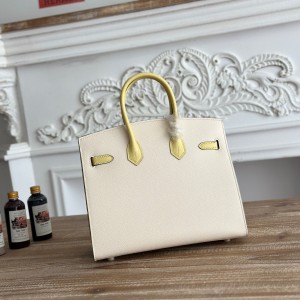「#4669」Hermes Birkin Milkshake White/Chicken Yellow Epsom Leather, Gold Buckle Hand-sewn Wax Thread 25cm