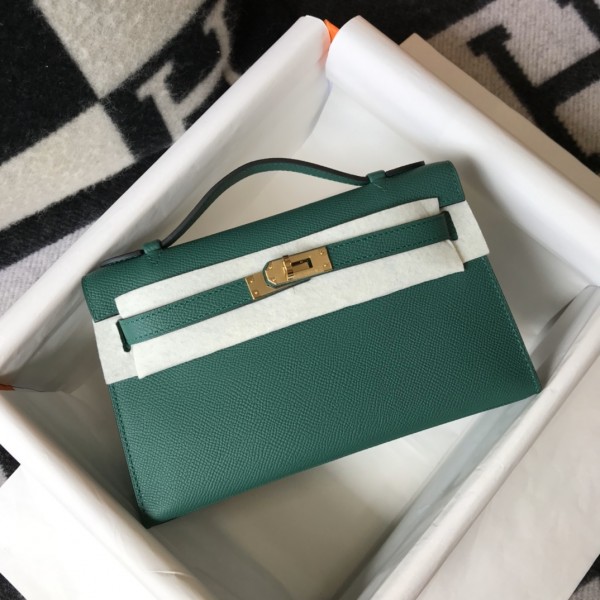 「#4081」Hermes Velvet Green Mini Kelly Bag No.1, Gold Buckle 22*14*7cm 「#4081」Hermes Velvet Green Mini Kelly Bag No.1, Gold Buckle 22*14*7cm