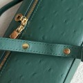 「#7042」Loro pian L19 gold buckle - FAN1034 - 19x6.5x11cm - Malachite Green，Ostrich skin