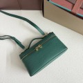 「#7042」Loro pian L19 gold buckle - FAN1034 - 19x6.5x11cm - Malachite Green，Ostrich skin