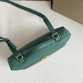 「#7042」Loro pian L19 gold buckle - FAN1034 - 19x6.5x11cm - Malachite Green，Ostrich skin