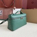 「#7043」Loro pian L19 silver buckle - FAN1034 - 19x6.5x11cm - Malachite Green，Ostrich skin