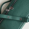 「#7043」Loro pian L19 silver buckle - FAN1034 - 19x6.5x11cm - Malachite Green，Ostrich skin