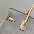 「#4672」Hermes Birkin Seagull Grey/Treatment Grey Epsom Leather, Gold Buttons Hand-sewn Wax Thread 25cm
