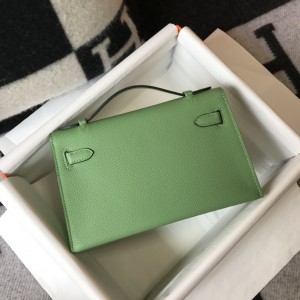 「#4082」 Hermès Avocado Green Mini Kelly Bag No. 1, Gold Buckle 22*14*7cm