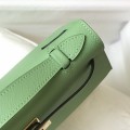 「#4082」 Hermès Avocado Green Mini Kelly Bag No. 1, Gold Buckle 22*14*7cm