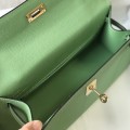 「#4082」 Hermès Avocado Green Mini Kelly Bag No. 1, Gold Buckle 22*14*7cm