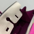 「#4673」Hermes Birkin Milkshake White/L3 Rose Purple Epsom Leather, Gold Buckle Hand-sewn Wax Thread 25cm