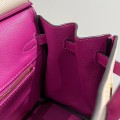 「#4673」Hermes Birkin Milkshake White/L3 Rose Purple Epsom Leather, Gold Buckle Hand-sewn Wax Thread 25cm