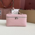 「#7044」Loro pian L19 silver buckle - FAN1034 - 19x6.5x11cm - Sakura powder，Ostrich skin