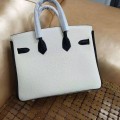 「#4679」Hermes Birkin Milkshake White and Black Epsom Leather, Gold Buckle Hand-sewn Wax Thread 25cm