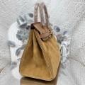「#4680」Hermes Birkin suede 4B biscuit color Swift hood epsom leather, gold buckle, hand-sewn wax thread 25cm