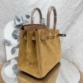 「#4680」Hermes Birkin suede 4B biscuit color Swift hood epsom leather, gold buckle, hand-sewn wax thread 25cm