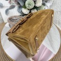 「#4680」Hermes Birkin suede 4B biscuit color Swift hood epsom leather, gold buckle, hand-sewn wax thread 25cm