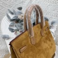 「#4680」Hermes Birkin suede 4B biscuit color Swift hood epsom leather, gold buckle, hand-sewn wax thread 25cm