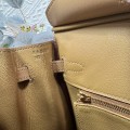 「#4680」Hermes Birkin suede 4B biscuit color Swift hood epsom leather, gold buckle, hand-sewn wax thread 25cm