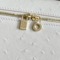 「#7046」Loro pian L19 gold buckle - FAN1034 - 19x6.5x11cm -Tender white，Ostrich skin