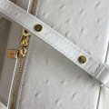 「#7046」Loro pian L19 gold buckle - FAN1034 - 19x6.5x11cm -Tender white，Ostrich skin