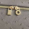 「#7049」Loro pian L19 gold buckle - FAN1034 - 19x6.5x11cm -taupe，Ostrich skin