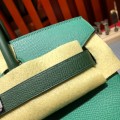 「#4687」Hermes Birkin peacock green with British green silver buckle epsom leather, hand-sewn wax thread 30cm