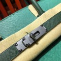 「#4687」Hermes Birkin peacock green with British green silver buckle epsom leather, hand-sewn wax thread 30cm